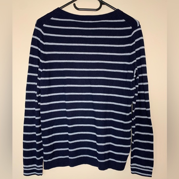 Talbot,sweater, navy, white stripes, love letters, size S, cotton blend. - Picture 2 of 5